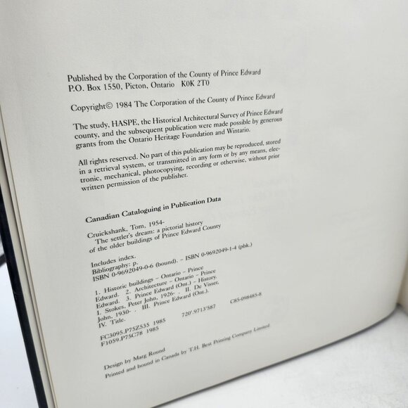 The Settlers Dream Pictorial History Older Buildings Prince Edward County 1984 - Picture 2 of 8